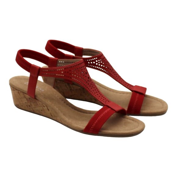 Alfani Vacanzaa 2 Women's Faux Leather T-Strap Wedge Sandals - Stylish Comfort - Picture 2 of 8